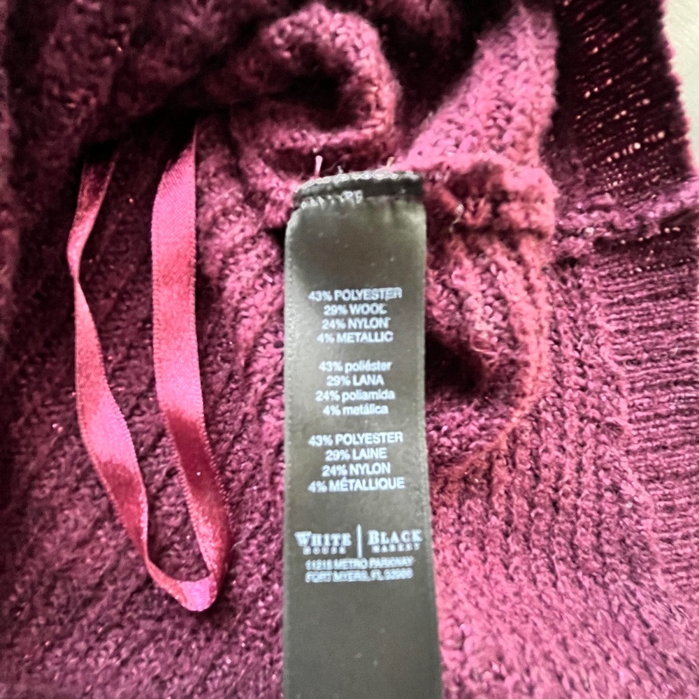 White House Black Market Wine Boatneck Asymmetrical Hem Dolman-Sleeve Sweater - Picture 8 of 10